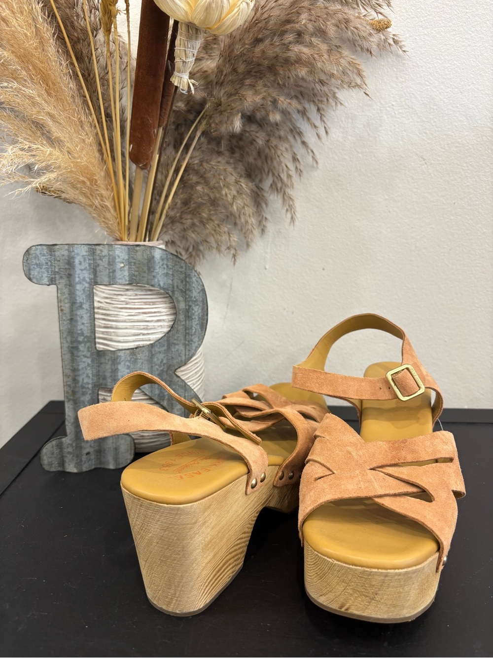 Kork-Ease Peach Suede Platform Sandals